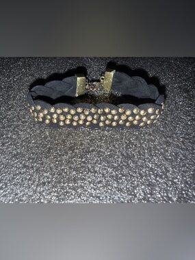 Black Braided Studded Gold Bracelet